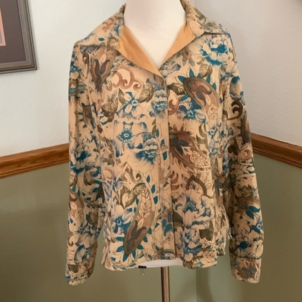 Vintage IB Diffusion Petite Faux Suede Paisley print lightweight jacket LP